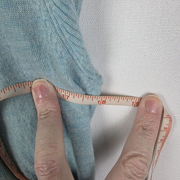 Eileen Fisher Cardigan Sweater Merino Wool Sz Med Open Draped Front Aqua Blue - Picture 6 of 7